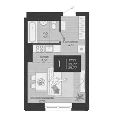 Продам однокомнатную (1-комн.) квартиру (долевое), Николая Ершова ул, 34/1, Казань г