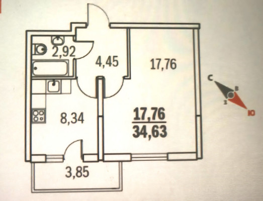 Сдам однокомнатную (1-комн.) квартиру, Парашютная ул, 38к3, Санкт-Петербург г