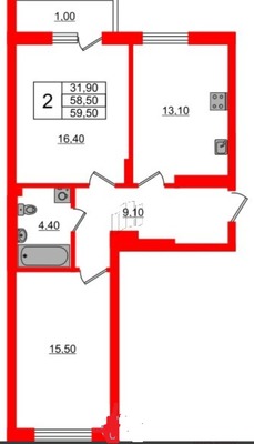 Продам двухкомнатную (2-комн.) квартиру (долевое), Подполковника Емельянова ул, Калининград г
