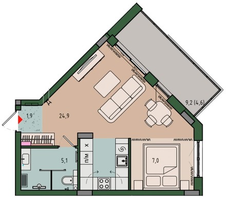 Продам однокомнатную (1-комн.) квартиру (долевое), Молодой гвардии ул, 36к2, Калининград г
