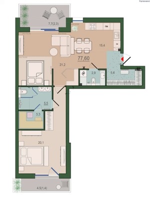 Продам однокомнатную (1-комн.) , Молодой гвардии ул, 34к4, Калининград г