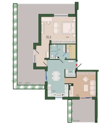 Продам двухкомнатную (2-комн.) , Молодой гвардии ул, 34к4, Калининград г