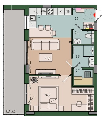 Продам однокомнатную (1-комн.) квартиру (долевое), Молодой гвардии ул, 36к2, Калининград г