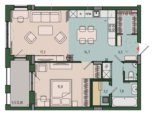 Продам двухкомнатную (2-комн.) , Молодой гвардии ул, 36к2, Калининград г