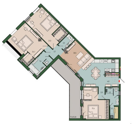 Продам трехкомнатную (3-комн.) квартиру (долевое), Молодой гвардии ул, 36к2, Калининград г
