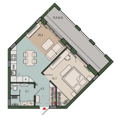 Продам однокомнатную (1-комн.) квартиру (долевое), Молодой гвардии ул, 36к2, Калининград г