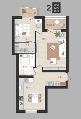 Продам двухкомнатную (2-комн.) квартиру, Васильковая ул, 11, Малое Васильково п