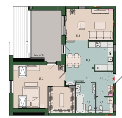 Продам двухкомнатную (2-комн.) , Молодой гвардии ул, 36к2, Калининград г