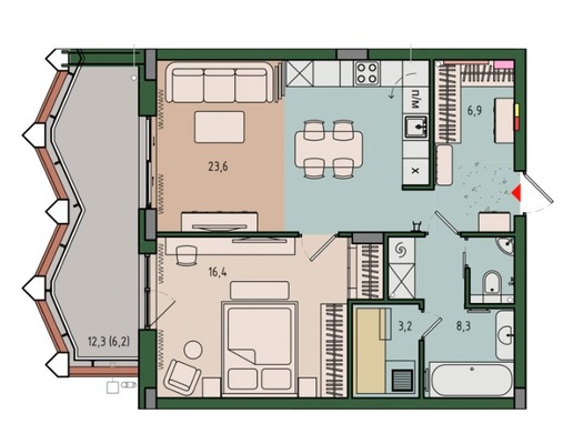 Продам однокомнатную (1-комн.) квартиру (долевое), Молодой гвардии ул, 36к1, Калининград г