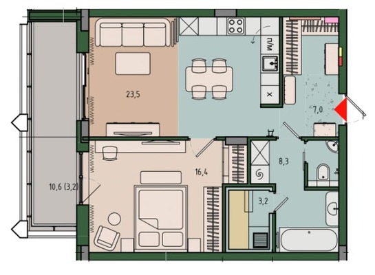 Продам однокомнатную (1-комн.) квартиру (долевое), Молодой гвардии ул, 36к1, Калининград г