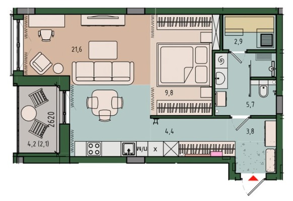 Продам однокомнатную (1-комн.) квартиру (долевое), Молодой гвардии ул, 36к1, Калининград г