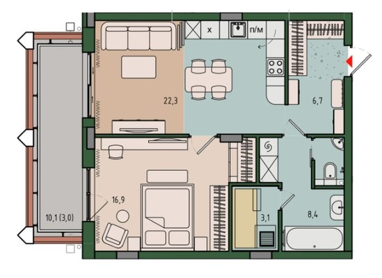 Продам однокомнатную (1-комн.) квартиру (долевое), Молодой гвардии ул, 36к1, Калининград г