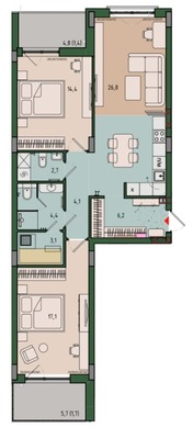 Продам двухкомнатную (2-комн.) квартиру (долевое), Молодой гвардии ул, 36к1, Калининград г