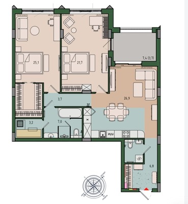Продам двухкомнатную (2-комн.) квартиру (долевое), Молодой гвардии ул, 36к1, Калининград г