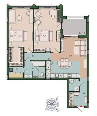 Продам двухкомнатную (2-комн.) квартиру (долевое), Молодой гвардии ул, 36к1, Калининград г
