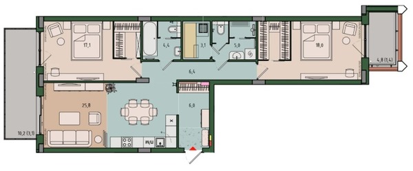 Продам двухкомнатную (2-комн.) квартиру (долевое), Молодой гвардии ул, 36к1, Калининград г