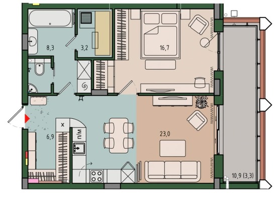 Продам однокомнатную (1-комн.) квартиру (долевое), Молодой гвардии ул, 36к1, Калининград г