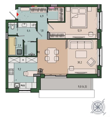 Продам двухкомнатную (2-комн.) квартиру (долевое), Молодой гвардии ул, 36к1, Калининград г