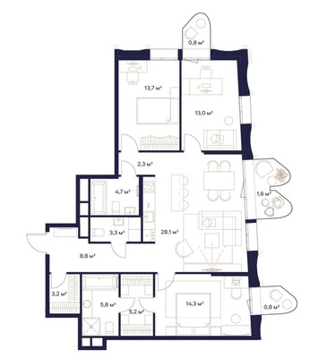 Продам трехкомнатную (3-комн.) квартиру, Сельскохозяйственная ул, 24Ак1, Москва г