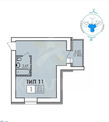 Продам однокомнатную (1-комн.) , Интернациональный пер, 2, Сыктывкар г