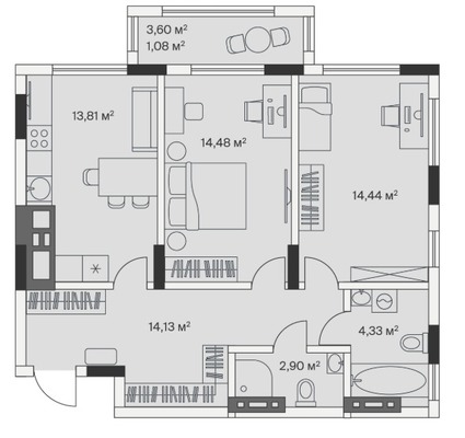 Продам двухкомнатную (2-комн.) , 2-й Портовый пер, 1, Малое Исаково п