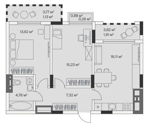 Продам двухкомнатную (2-комн.) , 2-й Портовый пер, 1, Малое Исаково п