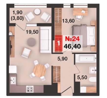 Продам однокомнатную (1-комн.) квартиру (долевое), Елизаветинская ул, 47, Калининград г