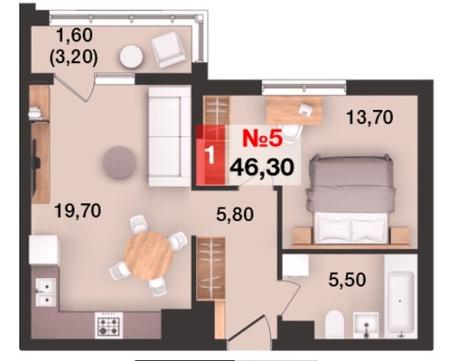 Продам однокомнатную (1-комн.) квартиру (долевое), Елизаветинская ул, 47, Калининград г