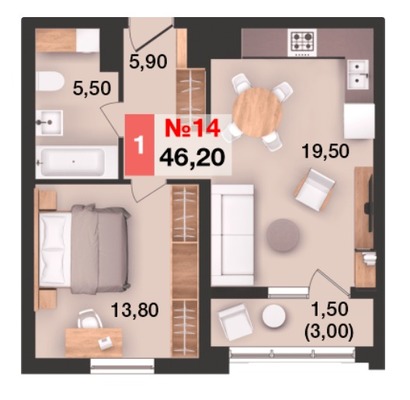 Продам однокомнатную (1-комн.) квартиру (долевое), Елизаветинская ул, 47, Калининград г