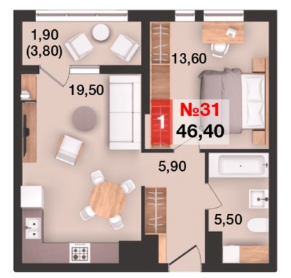 Продам однокомнатную (1-комн.) квартиру (долевое), Елизаветинская ул, 47, Калининград г
