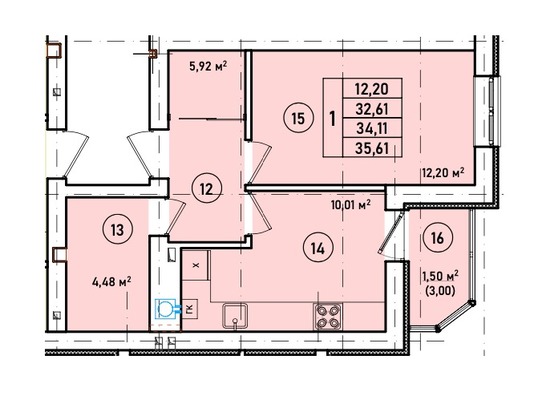 Продам однокомнатную (1-комн.) квартиру (долевое), Краковский б-р, Гурьевск г