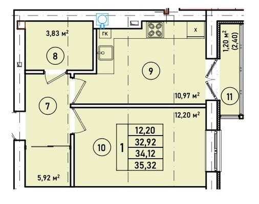 Продам однокомнатную (1-комн.) квартиру (долевое), Краковский б-р, Гурьевск г