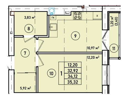 Продам однокомнатную (1-комн.) квартиру (долевое), Краковский б-р, Гурьевск г