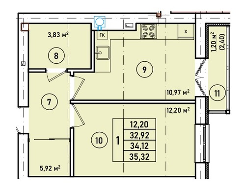 Продам однокомнатную (1-комн.) квартиру (долевое), Краковский б-р, Гурьевск г