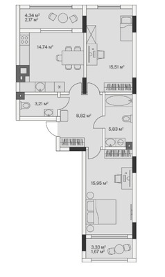 Продам двухкомнатную (2-комн.) , 2-й Портовый пер, 2, Малое Исаково п