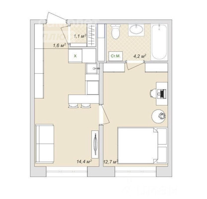 Продам двухкомнатную (2-комн.) квартиру, Наркомвод ул, 31, Жуковский г