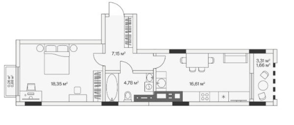 Продам однокомнатную (1-комн.) , 2-й Портовый пер, 2, Малое Исаково п