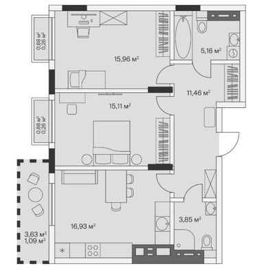 Продам двухкомнатную (2-комн.) , 2-й Портовый пер, 2, Малое Исаково п