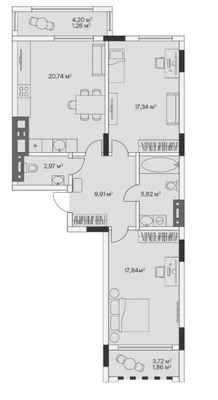 Продам двухкомнатную (2-комн.) , 2-й Портовый пер, 3, Малое Исаково п