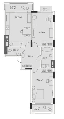 Продам двухкомнатную (2-комн.) , 2-й Портовый пер, 3, Малое Исаково п