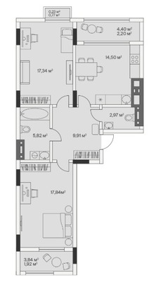 Продам двухкомнатную (2-комн.) , 2-й Портовый пер, 3, Малое Исаково п
