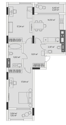 Продам двухкомнатную (2-комн.) , 2-й Портовый пер, 3, Малое Исаково п
