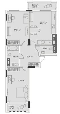Продам двухкомнатную (2-комн.) , 2-й Портовый пер, 3, Малое Исаково п