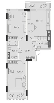 Продам двухкомнатную (2-комн.) , 2-й Портовый пер, 3, Малое Исаково п