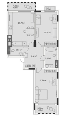 Продам двухкомнатную (2-комн.) , 2-й Портовый пер, 3, Малое Исаково п