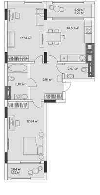 Продам двухкомнатную (2-комн.) , 2-й Портовый пер, 3, Малое Исаково п