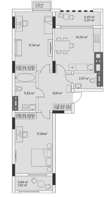 Продам двухкомнатную (2-комн.) , 2-й Портовый пер, 3, Малое Исаково п