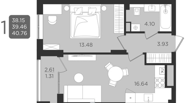 Продам однокомнатную (1-комн.) квартиру, Старшины Дадаева ул, 55к4, Калининград г