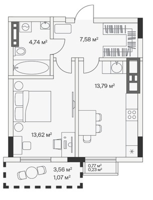 Продам однокомнатную (1-комн.) , 2-й Портовый пер, 4, Малое Исаково п