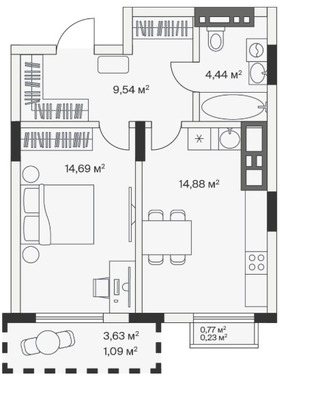 Продам однокомнатную (1-комн.) , 2-й Портовый пер, 4, Малое Исаково п